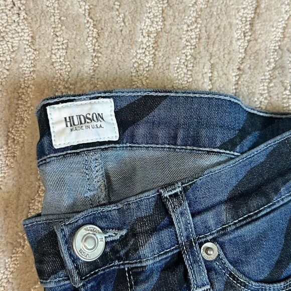 Hudson Midrise Nick Super Skinny Dark Wash Zebra Patterned Jeans - Picture 5 of 6